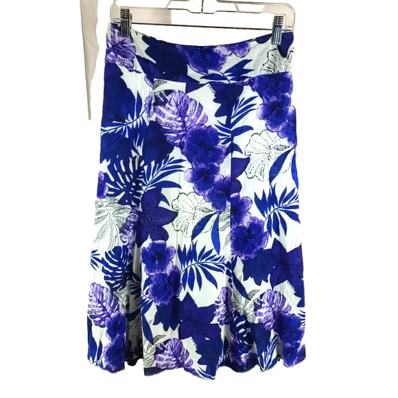 Laura Scott Women's Skirt Size Small Lined Blue Purple Swing Floral - Picture 6 of 9
